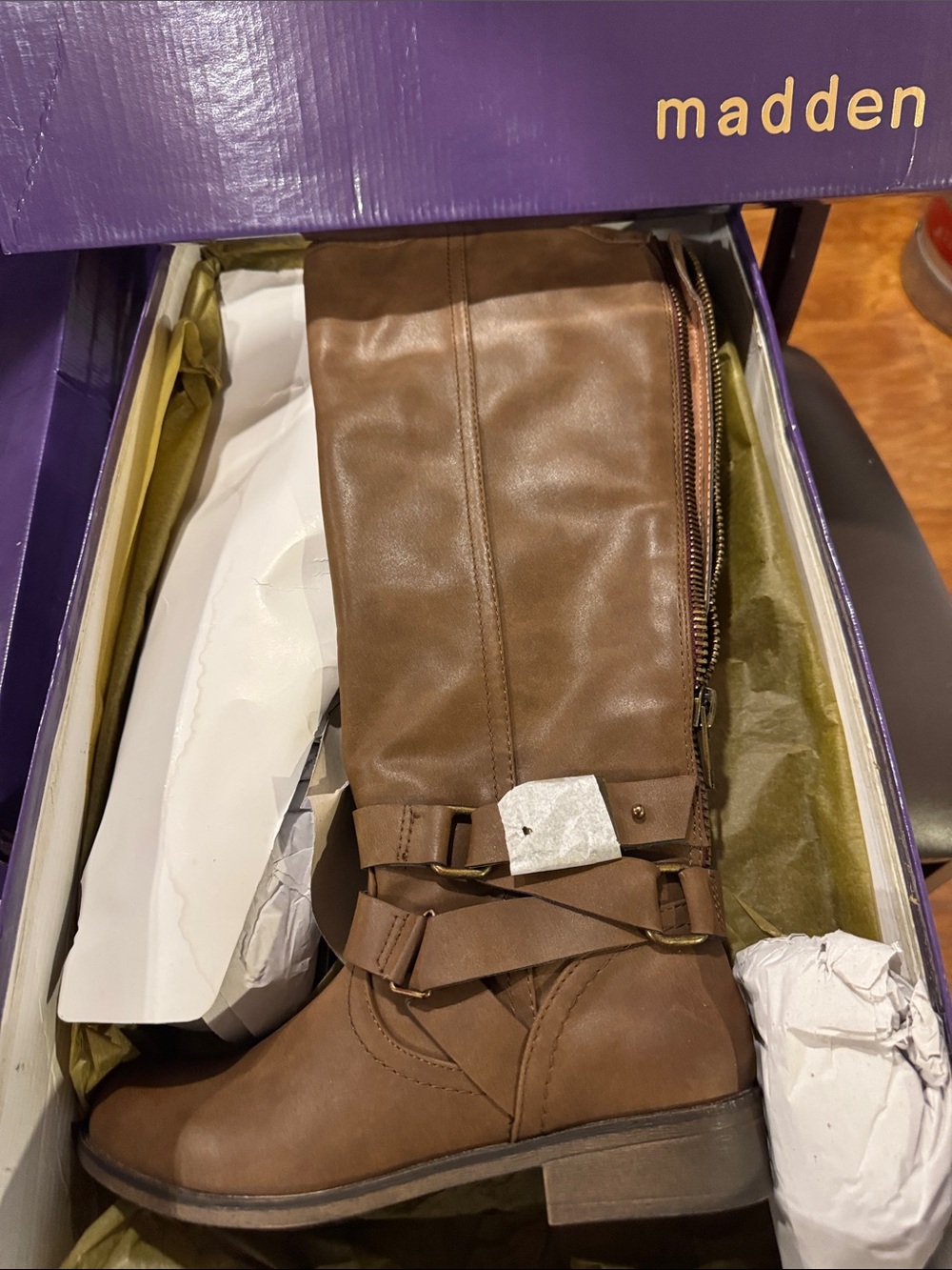 Madden Girl Brown Mid-Calf Heeled Riding Boots